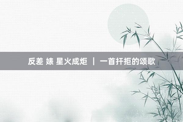 反差 婊 星火成炬 ｜ 一首扞拒的颂歌