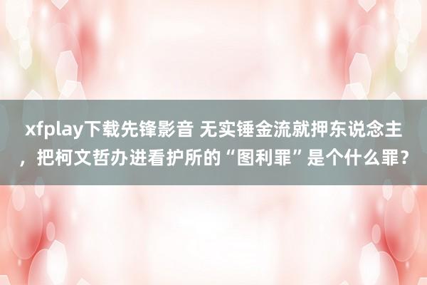 xfplay下载先锋影音 无实锤金流就押东说念主，把柯文哲办进看护所的“图利罪”是个什么罪？