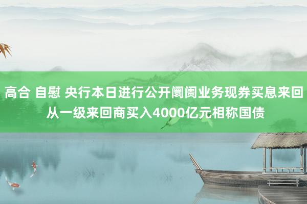 高合 自慰 央行本日进行公开阛阓业务现券买息来回 从一级来回商买入4000亿元相称国债