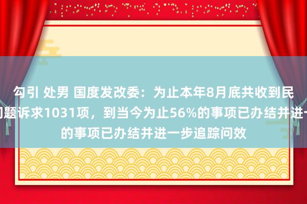 勾引 处男 国度发改委：为止本年8月底共收到民营企业反馈问题诉求1031项，到当今为止56%的事项已办结并进一步追踪问效