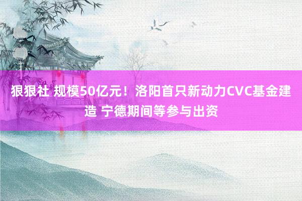 狠狠社 规模50亿元！洛阳首只新动力CVC基金建造 宁德期间等参与出资