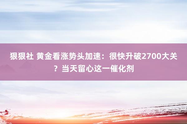 狠狠社 黄金看涨势头加速：很快升破2700大关？当天留心这一催化剂