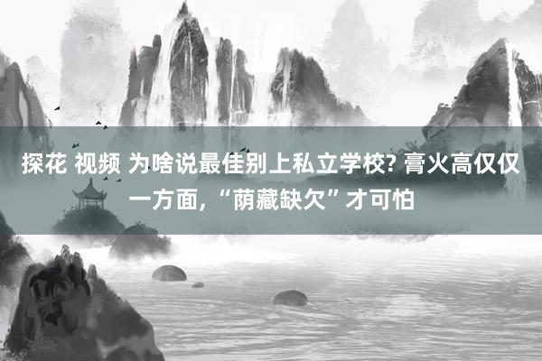 探花 视频 为啥说最佳别上私立学校? 膏火高仅仅一方面， “荫藏缺欠”才可怕