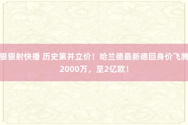 狠狠射快播 历史第并立价！哈兰德最新德回身价飞腾2000万，至2亿欧！