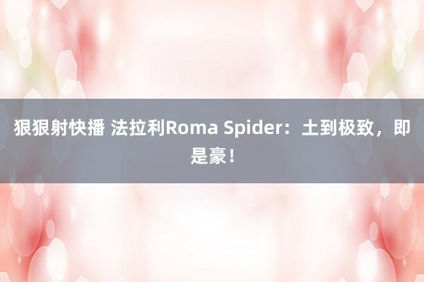 狠狠射快播 法拉利Roma Spider：土到极致，即是豪！