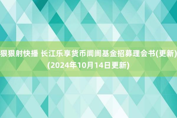 狠狠射快播 长江乐享货币阛阓基金招募理会书(更新)(2024年10月14日更新)