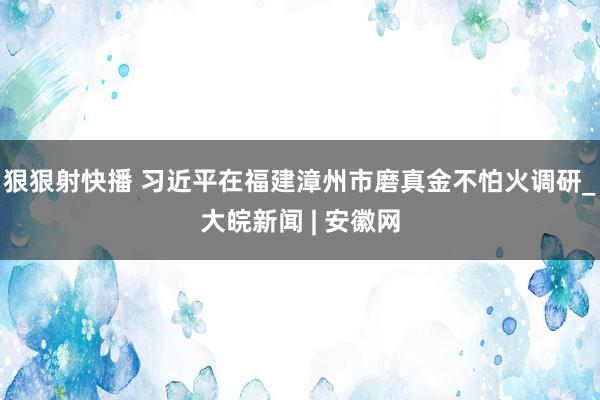 狠狠射快播 习近平在福建漳州市磨真金不怕火调研_大皖新闻 | 安徽网