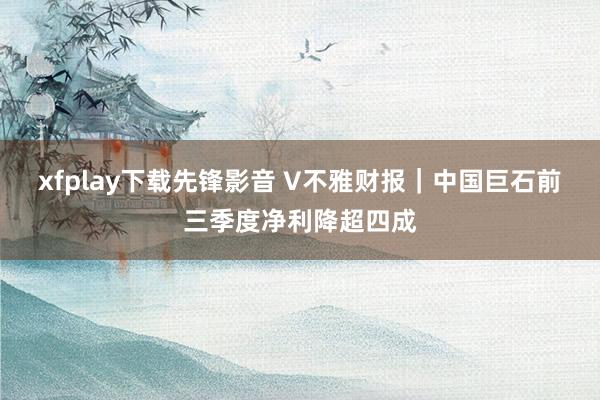 xfplay下载先锋影音 V不雅财报｜中国巨石前三季度净利降超四成