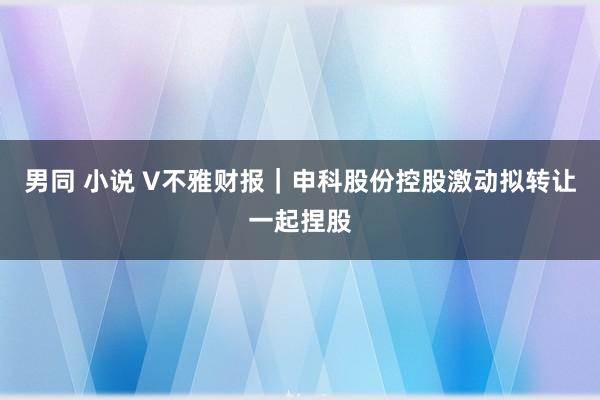 男同 小说 V不雅财报｜申科股份控股激动拟转让一起捏股