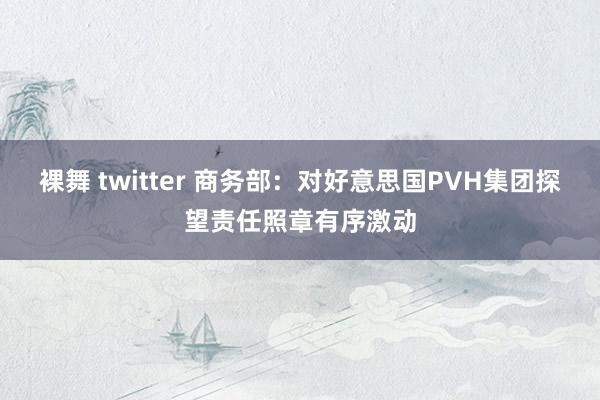 裸舞 twitter 商务部：对好意思国PVH集团探望责任照章有序激动