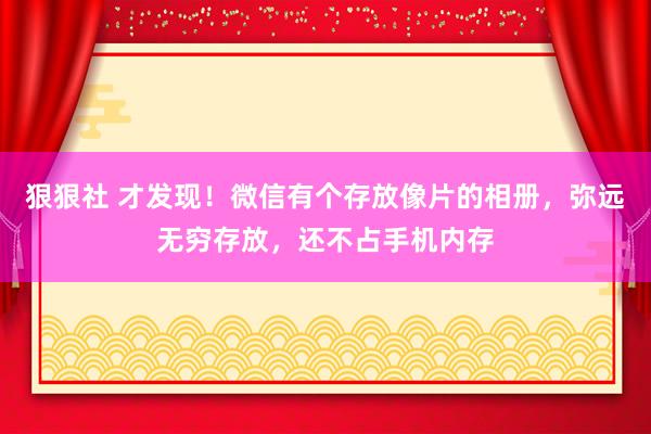 狠狠社 才发现！微信有个存放像片的相册，弥远无穷存放，还不占手机内存