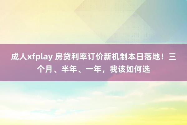 成人xfplay 房贷利率订价新机制本日落地！三个月、半年、一年，我该如何选