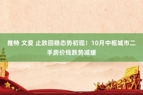 推特 文爱 止跌回稳态势初现！10月中枢城市二手房价钱跌势减缓