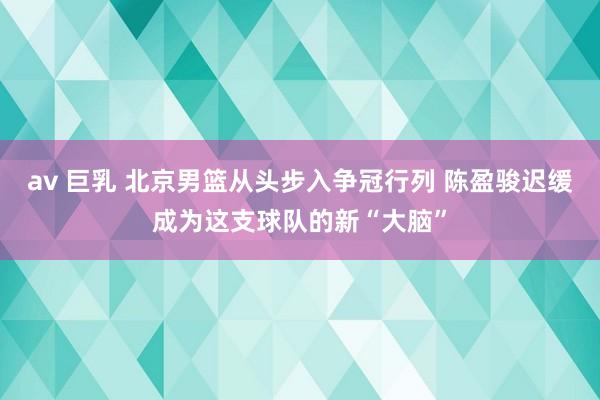 av 巨乳 北京男篮从头步入争冠行列 陈盈骏迟缓成为这支球队的新“大脑”