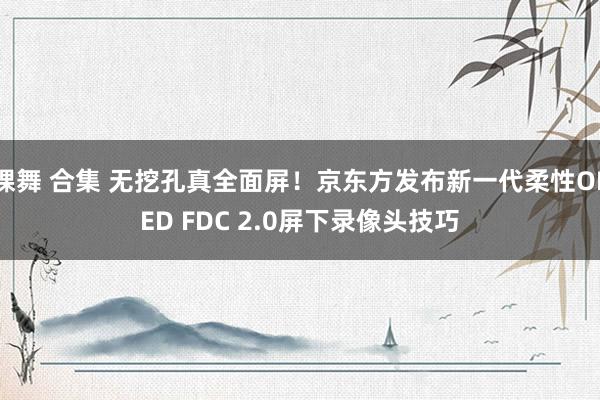 裸舞 合集 无挖孔真全面屏！京东方发布新一代柔性OLED FDC 2.0屏下录像头技巧