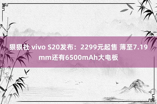 狠狠社 vivo S20发布：2299元起售 薄至7.19mm还有6500mAh大电板