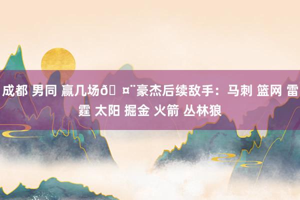 成都 男同 赢几场🤨豪杰后续敌手：马刺 篮网 雷霆 太阳 掘金 火箭 丛林狼