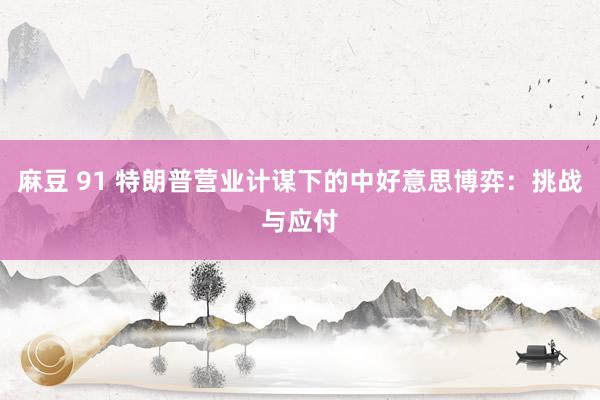 麻豆 91 特朗普营业计谋下的中好意思博弈：挑战与应付