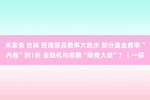 米菲兔 丝袜 搭理居品费率大跳水 部分基金费率“内卷”到1折 金融机构掀翻“降费大战”？｜一探