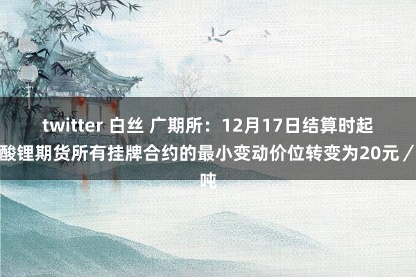 twitter 白丝 广期所：12月17日结算时起碳酸锂期货所有挂牌合约的最小变动价位转变为20元／吨