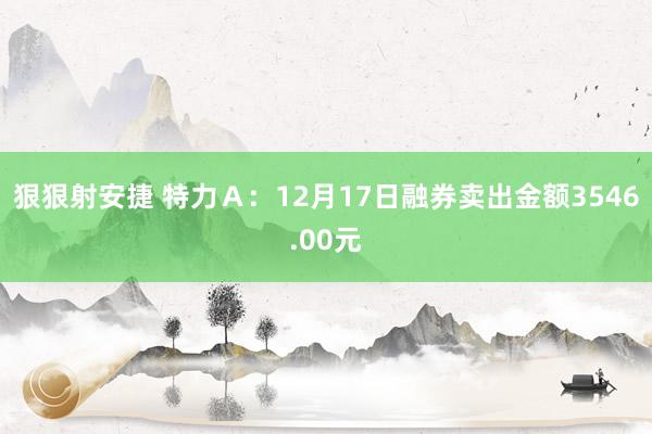 狠狠射安捷 特力Ａ：12月17日融券卖出金额3546.00元