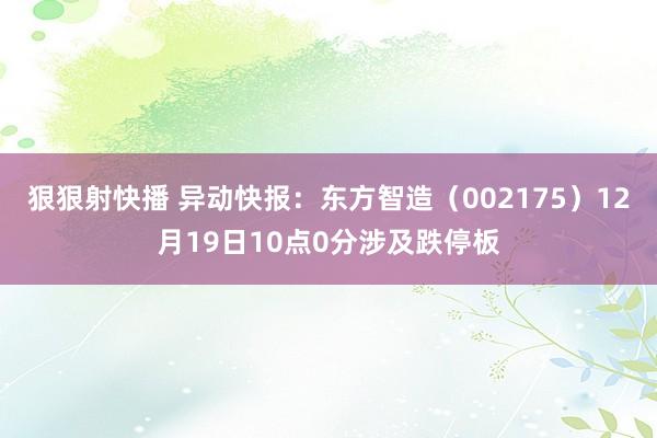 狠狠射快播 异动快报：东方智造（002175）12月19日10点0分涉及跌停板