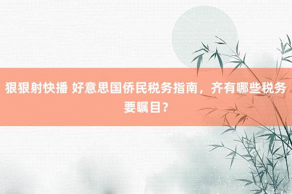 狠狠射快播 好意思国侨民税务指南，齐有哪些税务要瞩目？