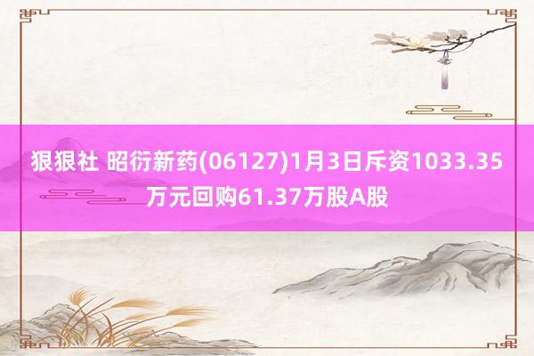 狠狠社 昭衍新药(06127)1月3日斥资1033.35万元回购61.37万股A股