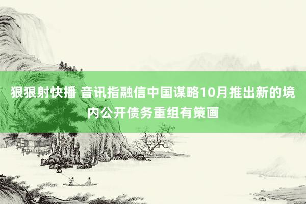 狠狠射快播 音讯指融信中国谋略10月推出新的境内公开债务重组有策画