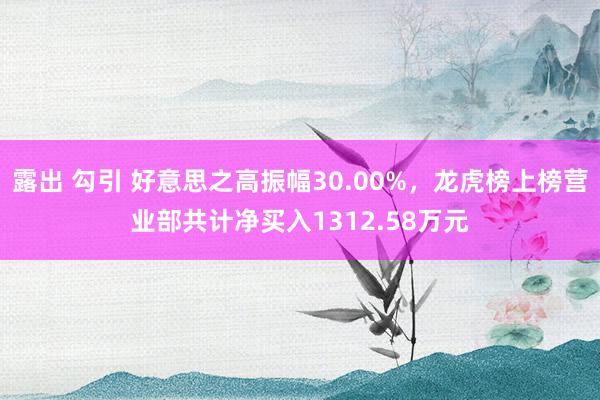 露出 勾引 好意思之高振幅30.00%，龙虎榜上榜营业部共计净买入1312.58万元