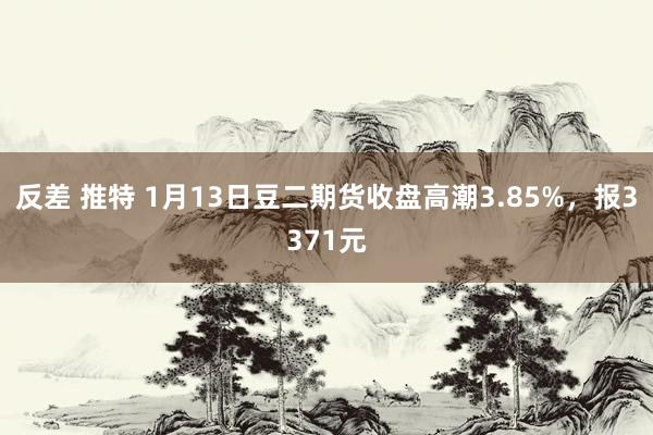 反差 推特 1月13日豆二期货收盘高潮3.85%，报3371元