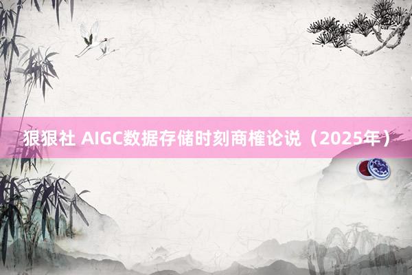 狠狠社 AIGC数据存储时刻商榷论说（2025年）