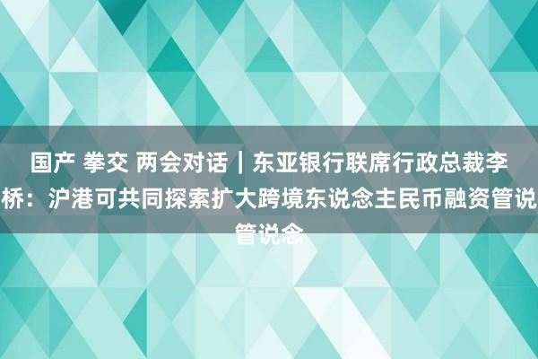 国产 拳交 两会对话｜东亚银行联席行政总裁李民桥：沪港可共同探索扩大跨境东说念主民币融资管说念